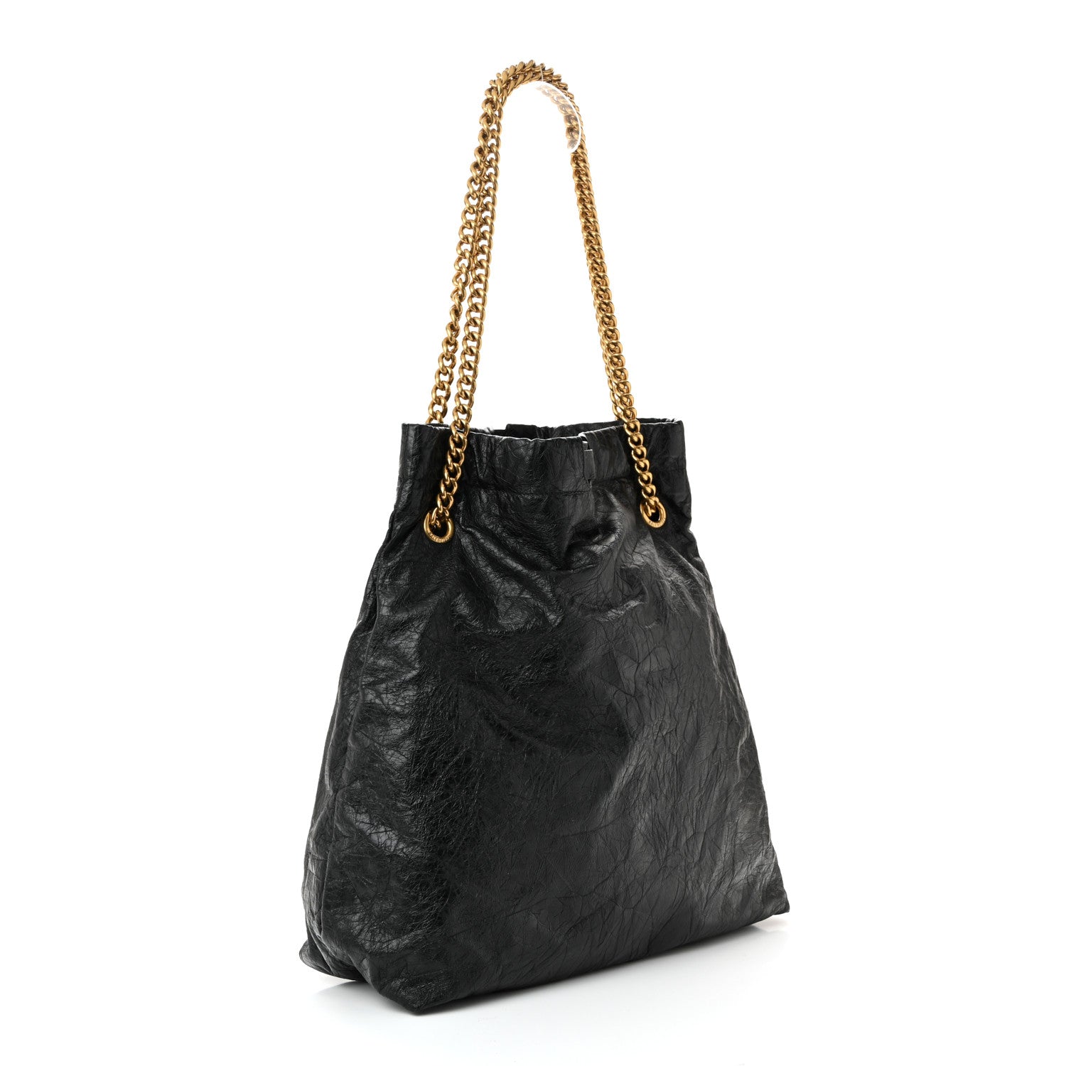 Crushed Calfskin Crush Medium Chain Tote  Black