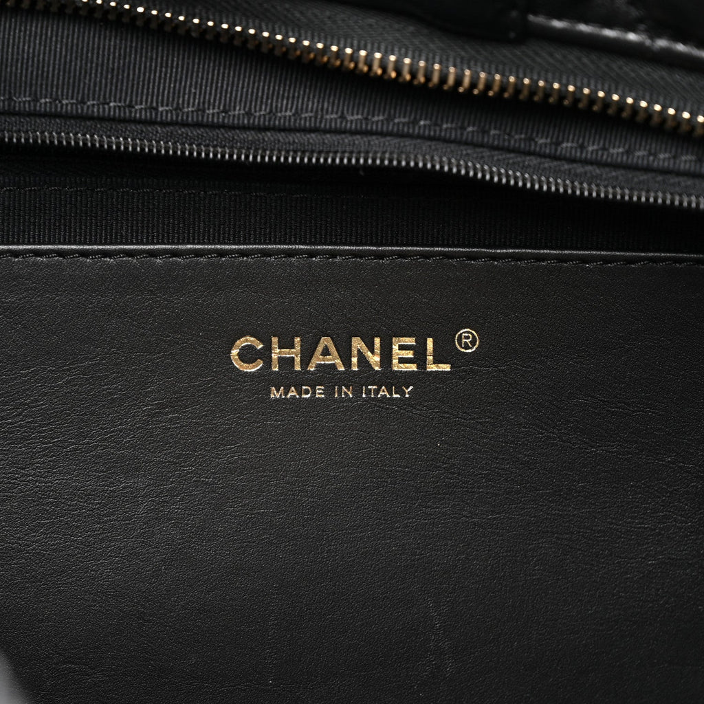 Lambskin Quilted Bow Bag Black