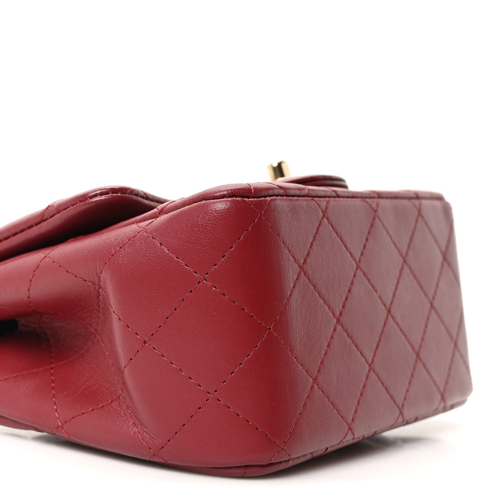 Lambskin Quilted Mini Square Flap Red