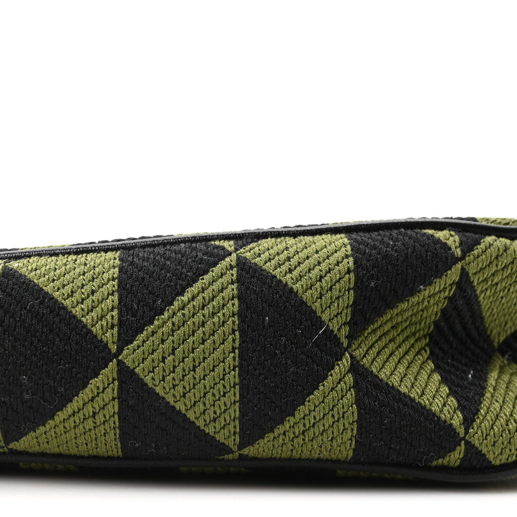 Jacquard Calfskin Triangolo Symbole Embroidered Mini Triangle Double Bag Black Edera