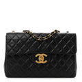 Lambskin Quilted XL Jumbo Single Flap Black
