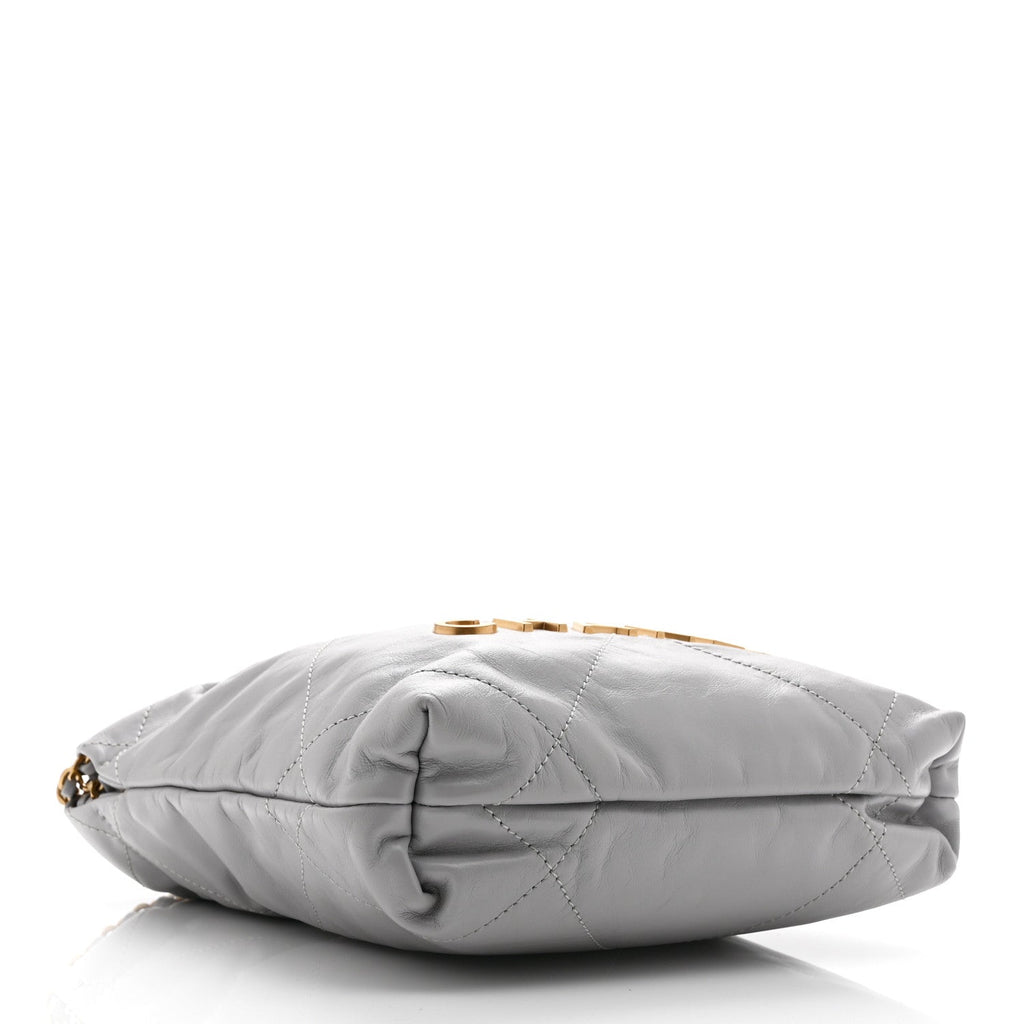 Shiny Calfskin Quilted Mini Chanel 22 Grey