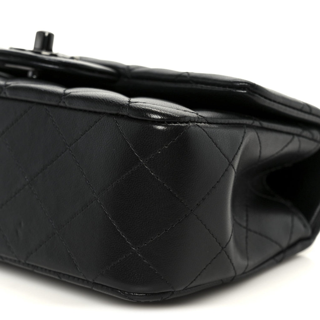 Lambskin Quilted Mini Top Handle Rectangular Flap So Black