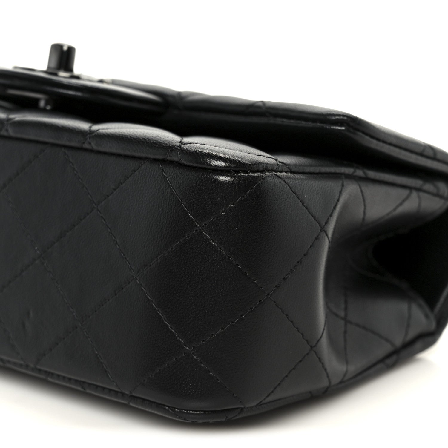Lambskin Quilted Mini Top Handle Rectangular Flap So Black