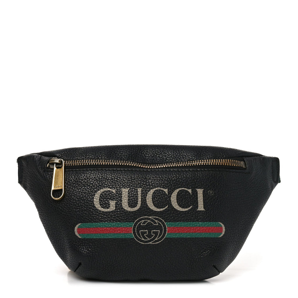 Grained Calfskin Small Logo Belt Bag Black