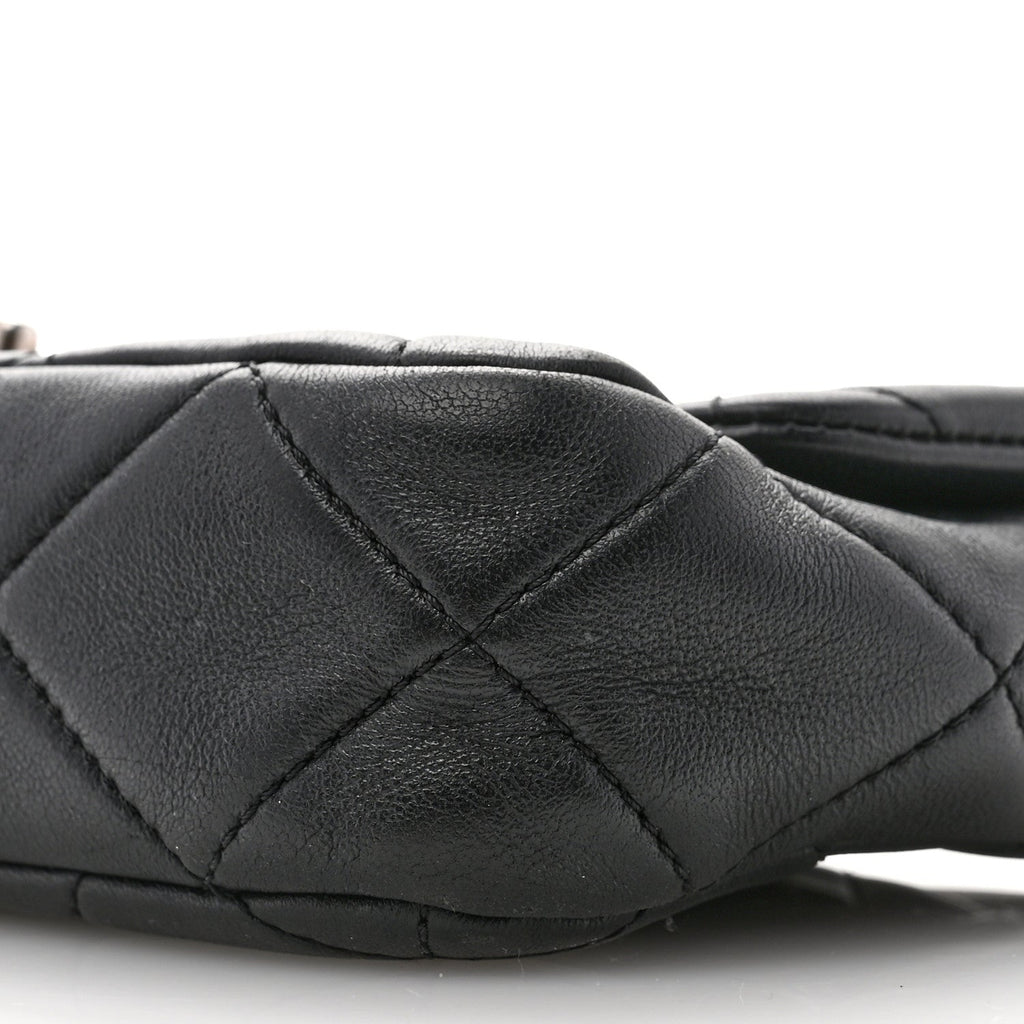 Lambskin Quilted Chain Flap Black
