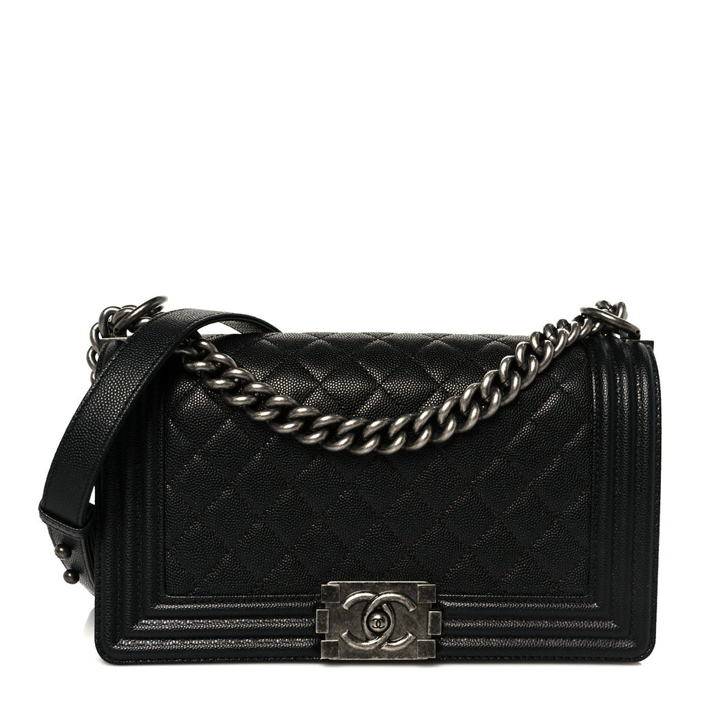 Caviar Quilted Medium Boy Flap Black
