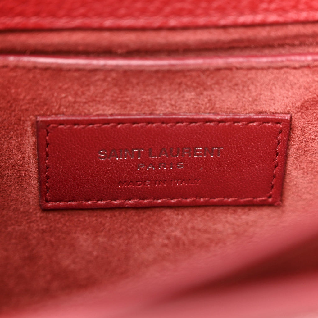 Grained Calfskin Medium Monogram Sunset Satchel Red