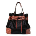 Aged Calfskin Pony Hair Quilted Miss Pony Drawstring Tote Brown