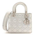 Metallic Grained Calfskin Cannage Small Lucky Badges My Lady Dior Silver