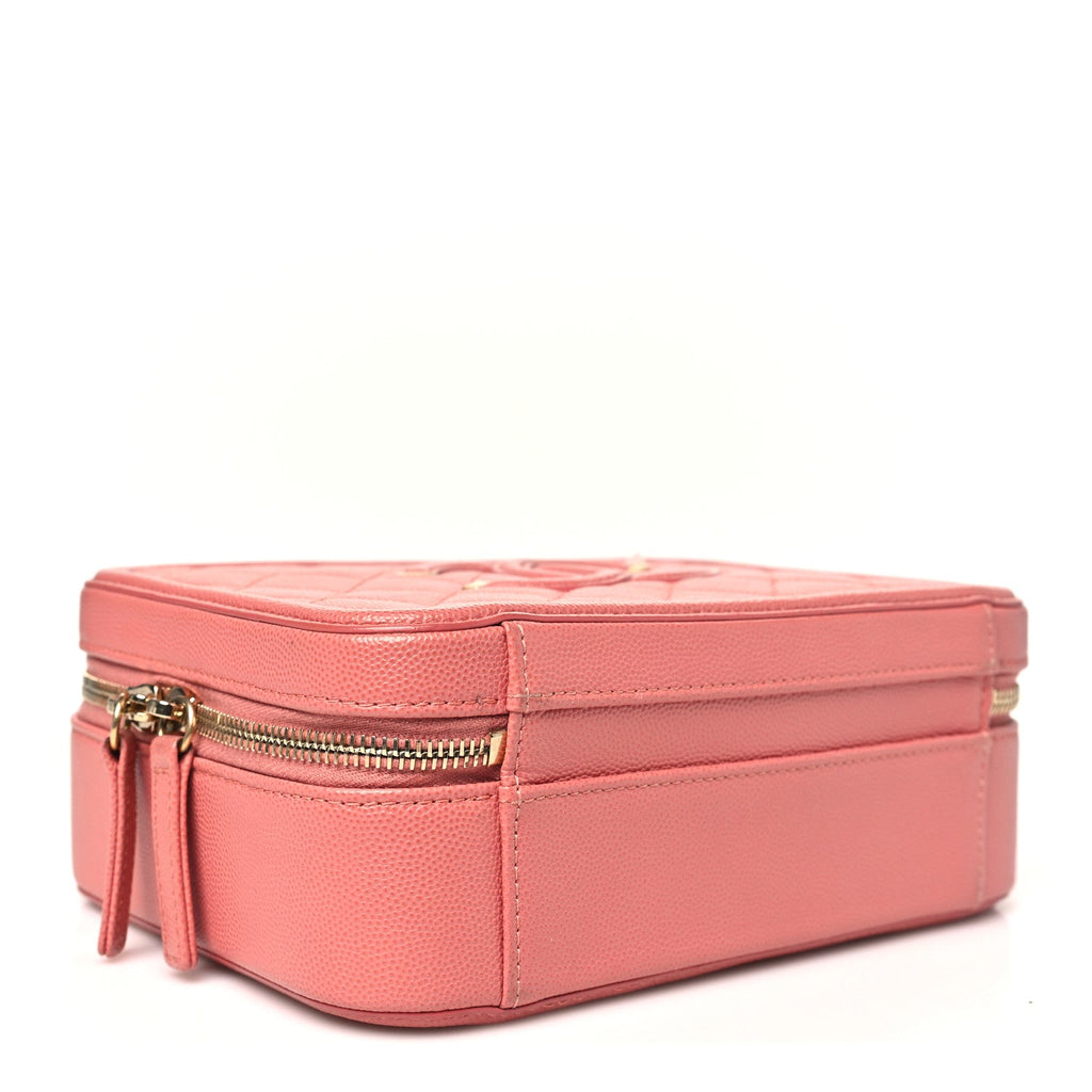 Caviar Quilted Medium CC Filigree Vanity Case Pink