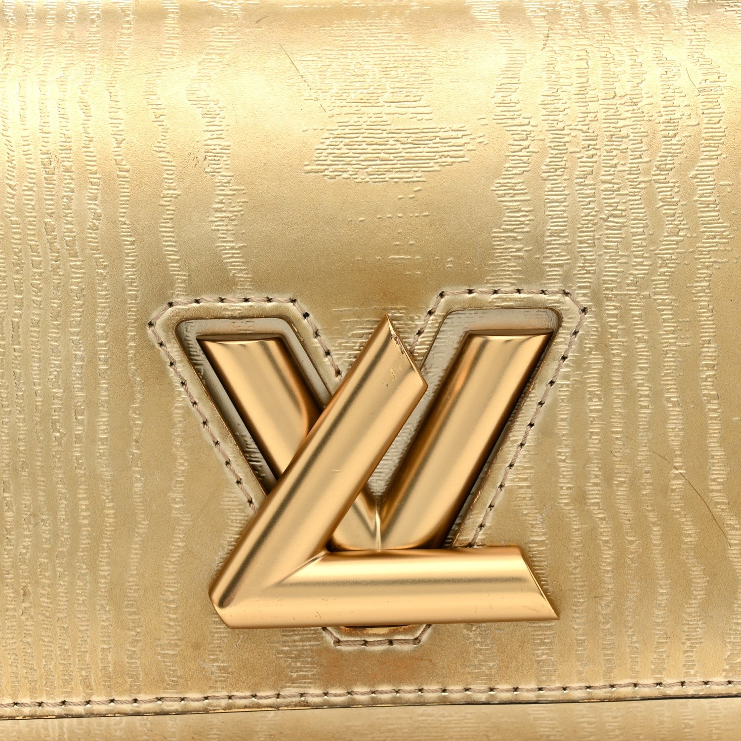 Calfskin Gravity Twist Shoulder Bag PM Gold