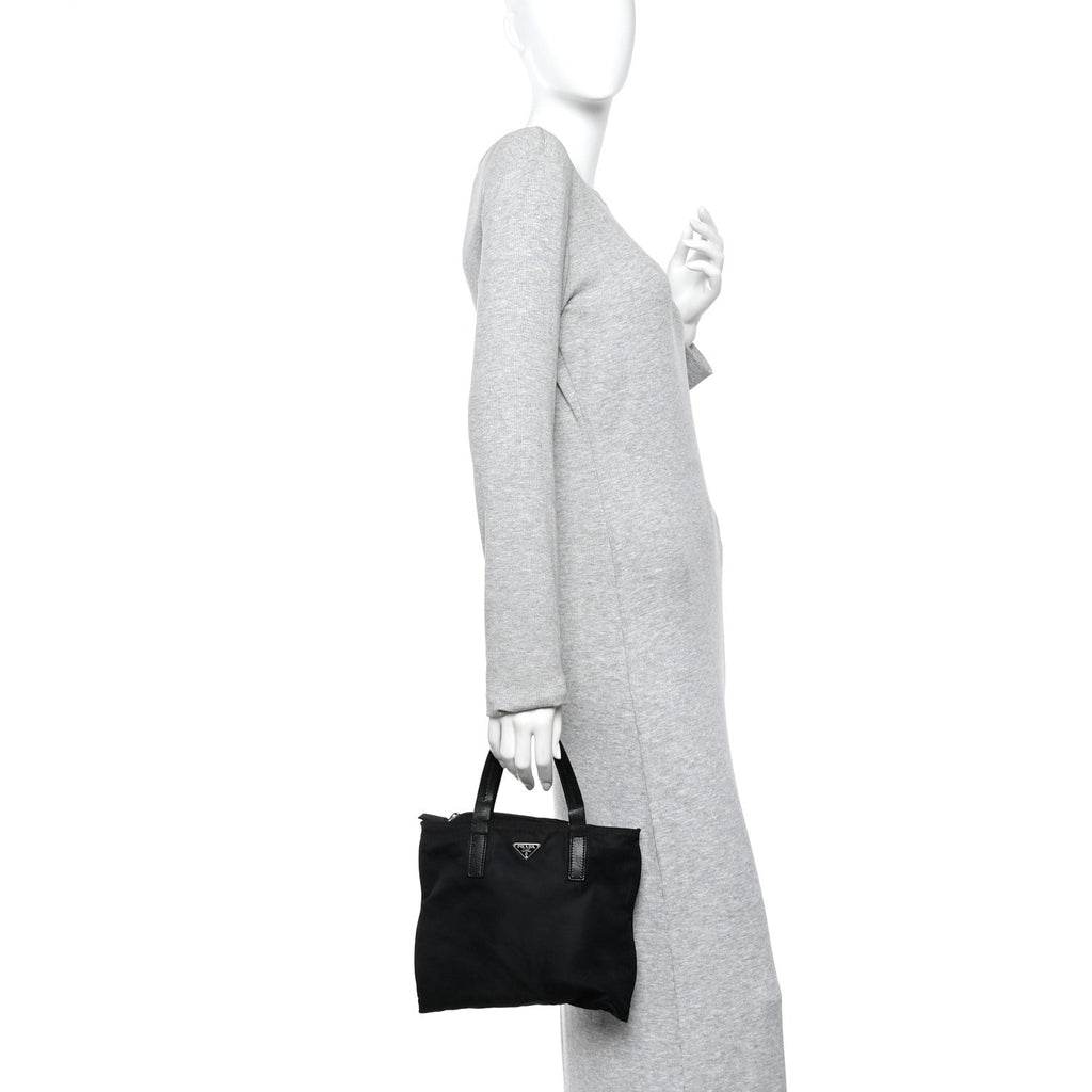 Tessuto Nylon Mini Shopping Tote Black