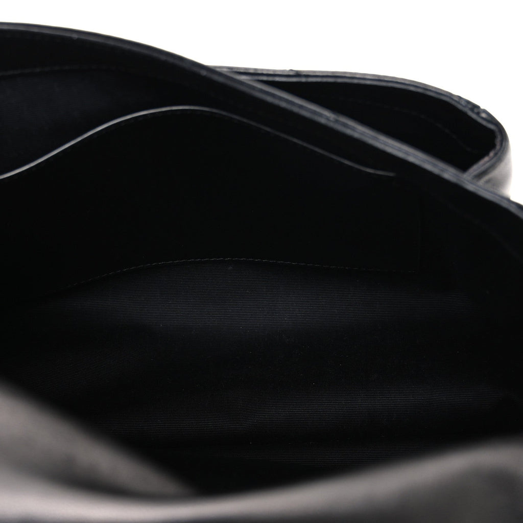 Crinkled Calfskin Matelasse Monogram Medium Niki Chain Satchel Black