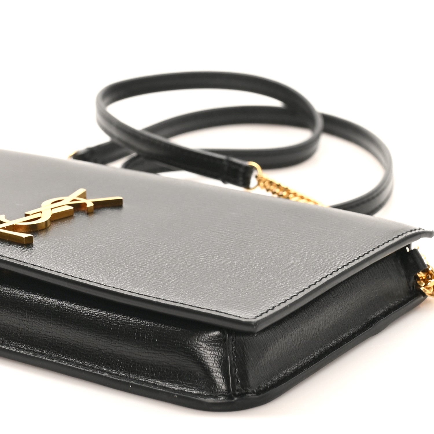 Grained Calfskin Monogram Phone Holder Crossbody Black