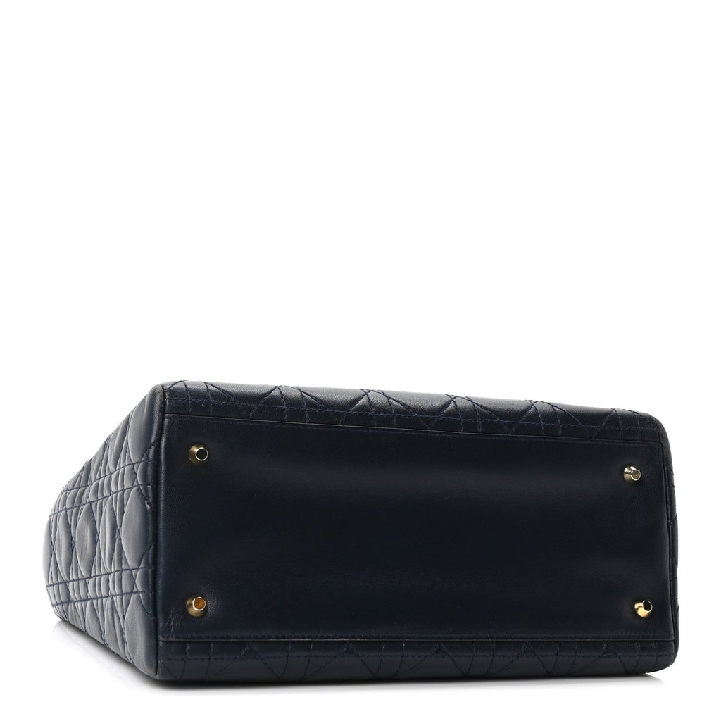 Lambskin Cannage Medium Lady Dior Navy Blue