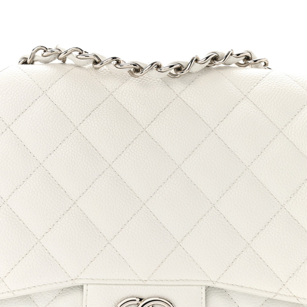 Caviar Quilted Jumbo Single Flap White
