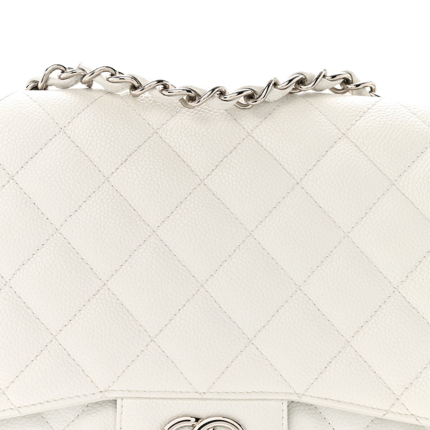 Caviar Quilted Jumbo Single Flap White
