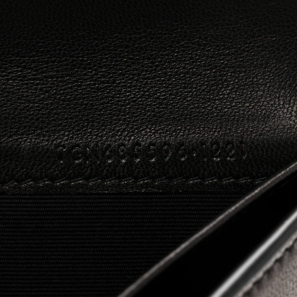 Lambskin Quilted Double Flap Chain Pouch Black