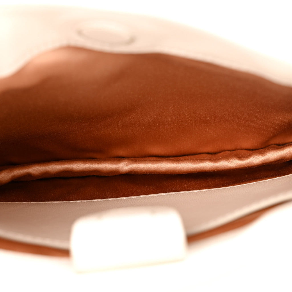 Calfskin Horsebit Slim Shoulder Bag White