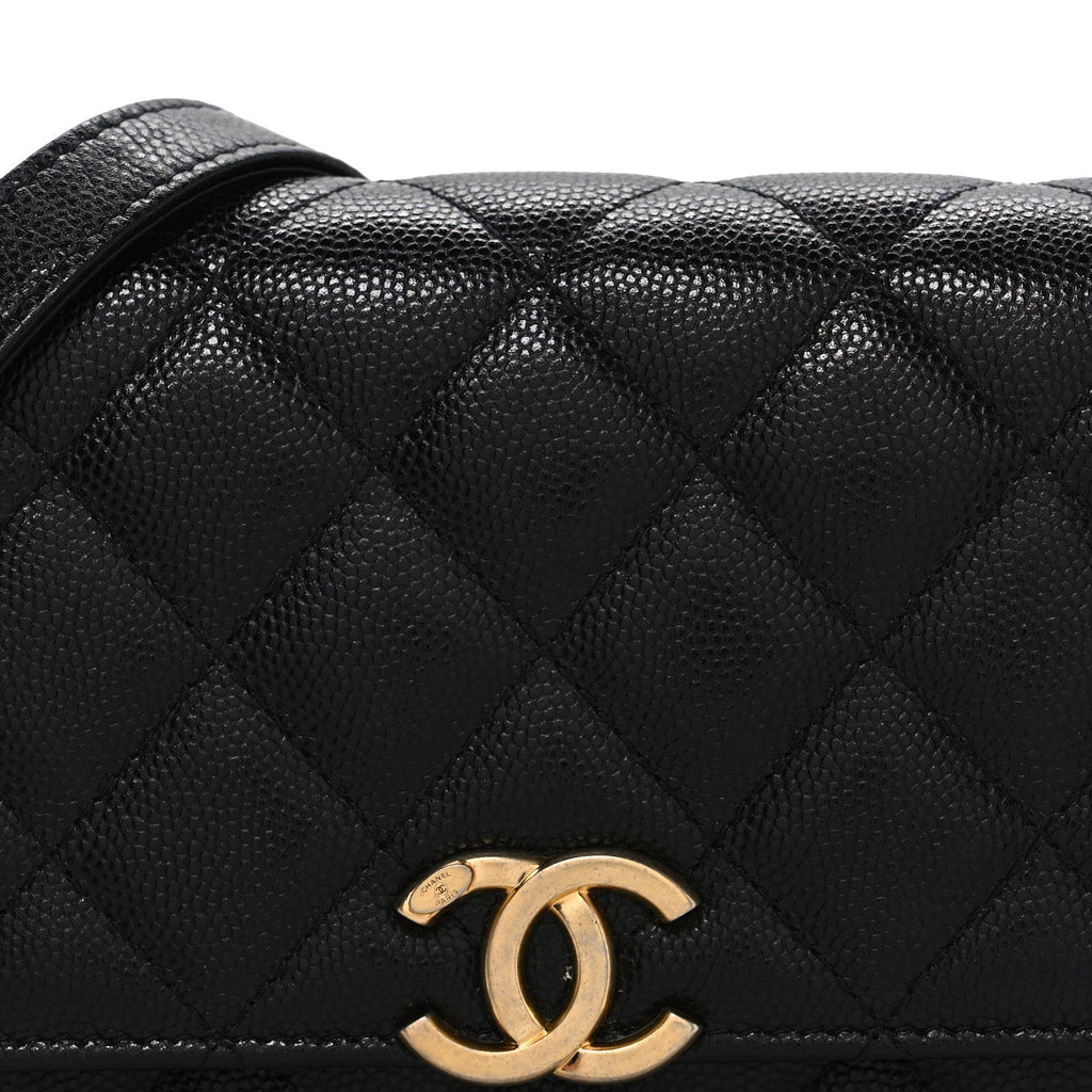 Caviar Quilted Mini Bracelet On Chain Wallet On Chain WOC Black