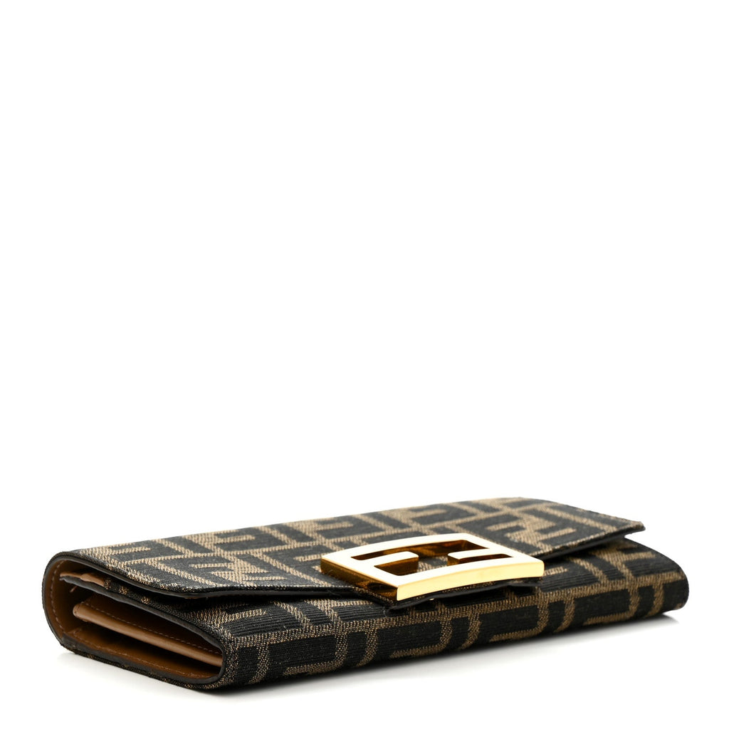 Fabric Jacquard FF 1974 Continental Wallet On Chain Tobacco Moro
