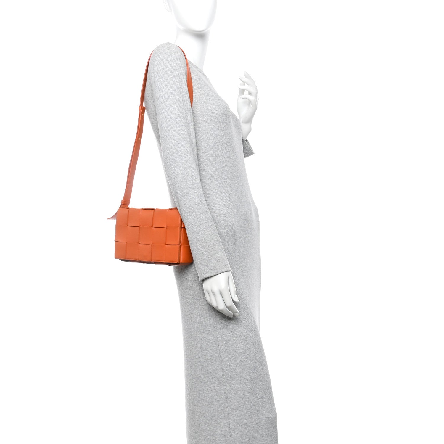 Lambskin Maxi Intrecciato Cassette Crossbody Bag Orange