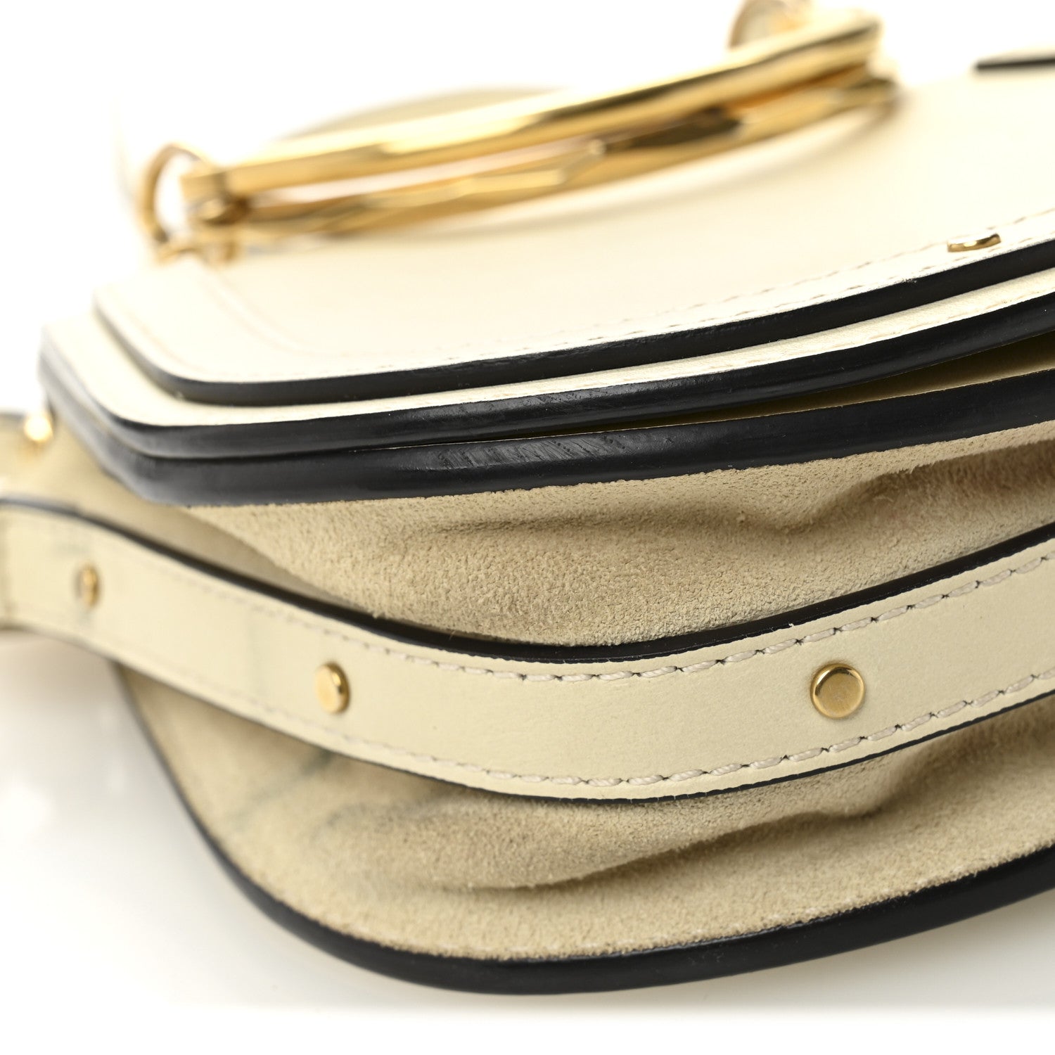 Calfskin Suede Small Nile Bracelet Bag Off White
