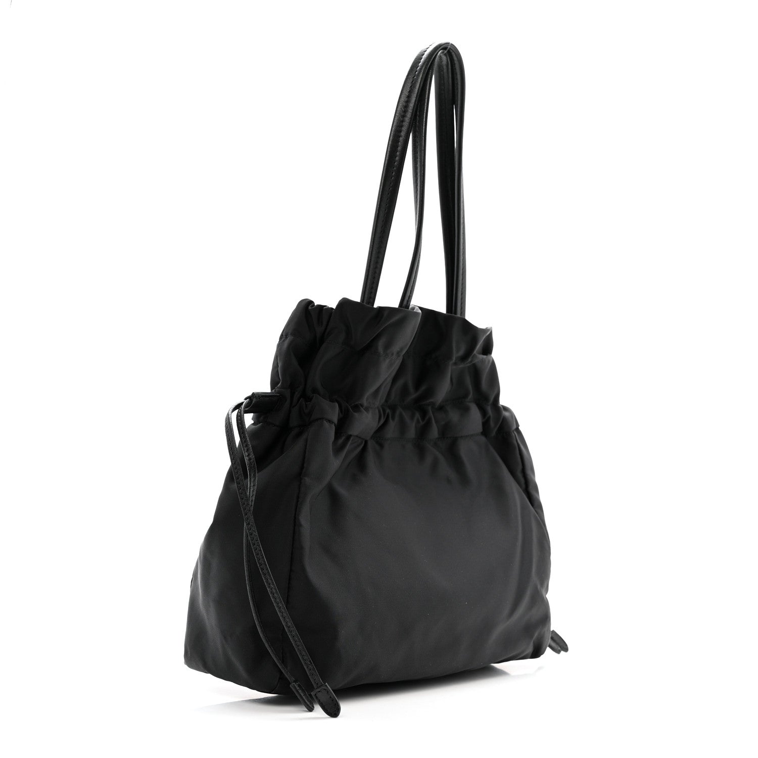 Tessuto Nylon Jacquard Logo Drawstring Tote Black