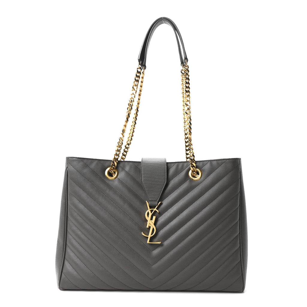 Grain De Poudre Matelasse Chevron Monogram Shopping Bag Fog
