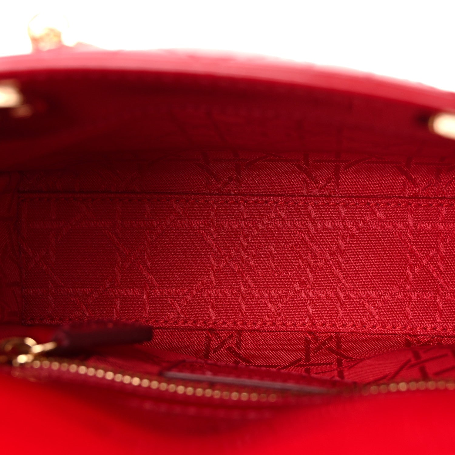 Patent Cannage Mini Lady Dior Red