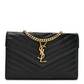Grain De Poudre Matelasse Chevron Monogram Chain Wallet Black