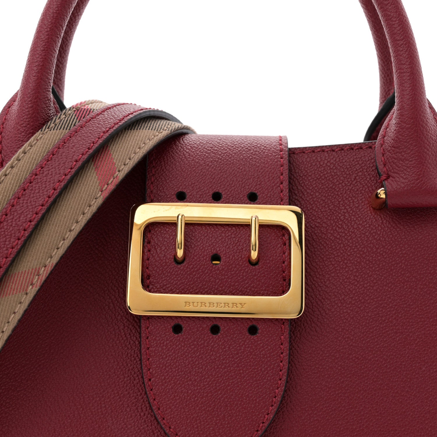 Soft Grain Calfskin Small Buckle Tote Parade Red