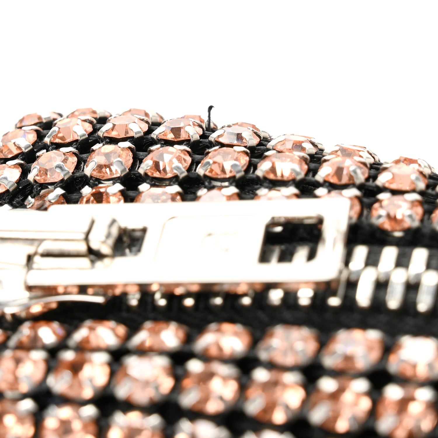 Mesh Crystal Rhinestone Mini Heiress Pouch Faded Neon Orange