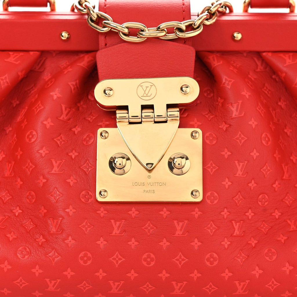 Calfskin Nanogram Embossed Clutch Red