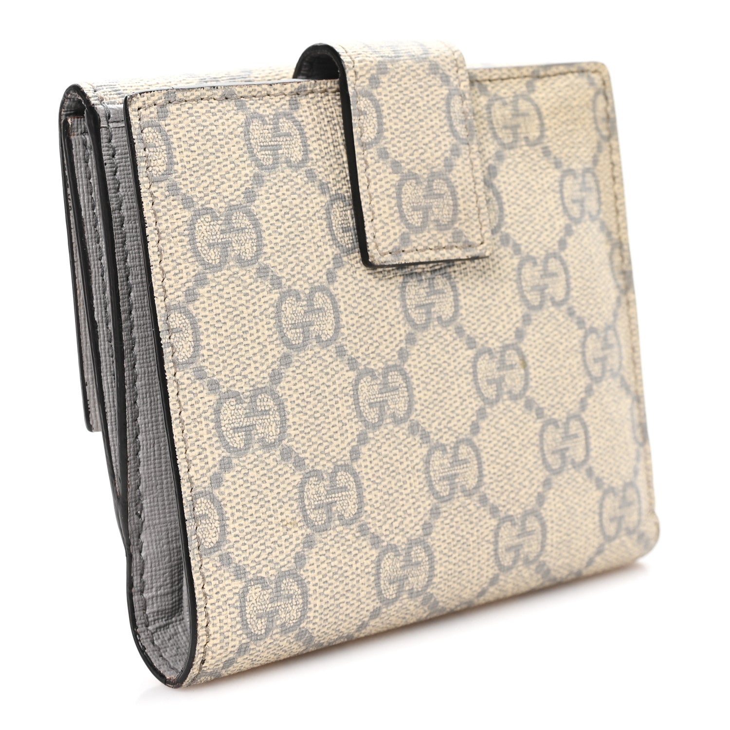GG Supreme Monogram GG Pierce French Flap Wallet Ecru Grigio