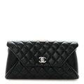 Lambskin Quilted Fold Up Again Clutch Black