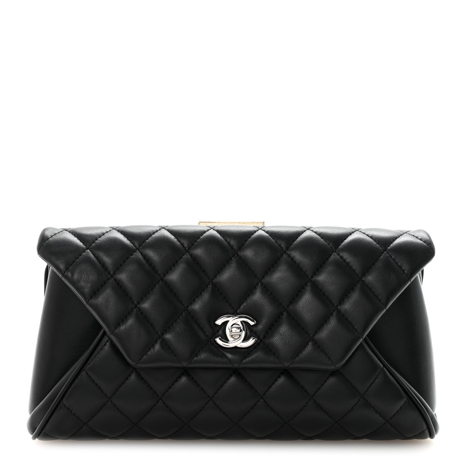 Lambskin Quilted Fold Up Again Clutch Black