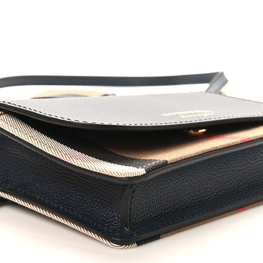 Derby Calfskin House Check Mini Hampshire Wallet On Chain Ink Blue