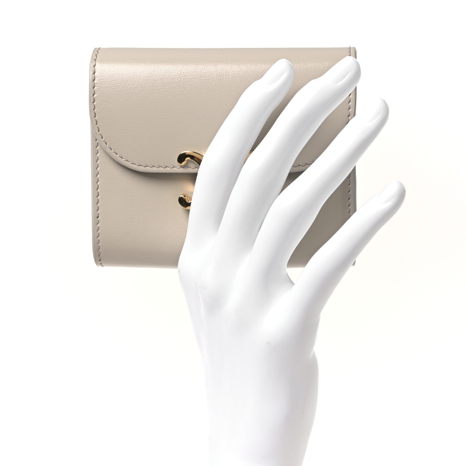 Shiny Calfskin Small Triomphe Wallet Pale Beige