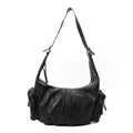 Crinkled Calfskin Large Grand Tour Multipocket Bag Black