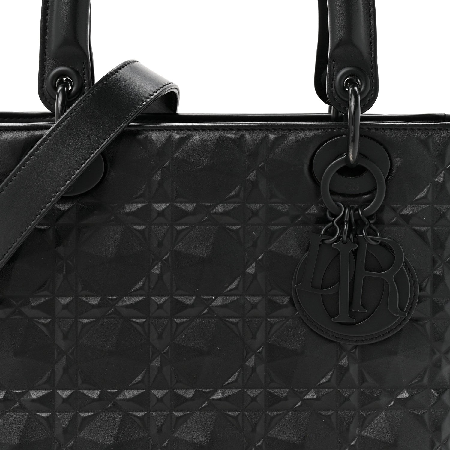 Calfskin Cannage Diamond Cannage Medium Lady Dior Black