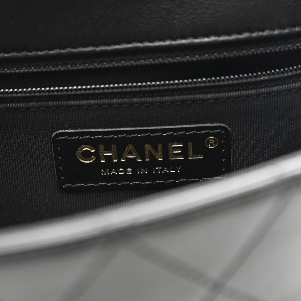 Calfskin Stitched Chain Flap Black