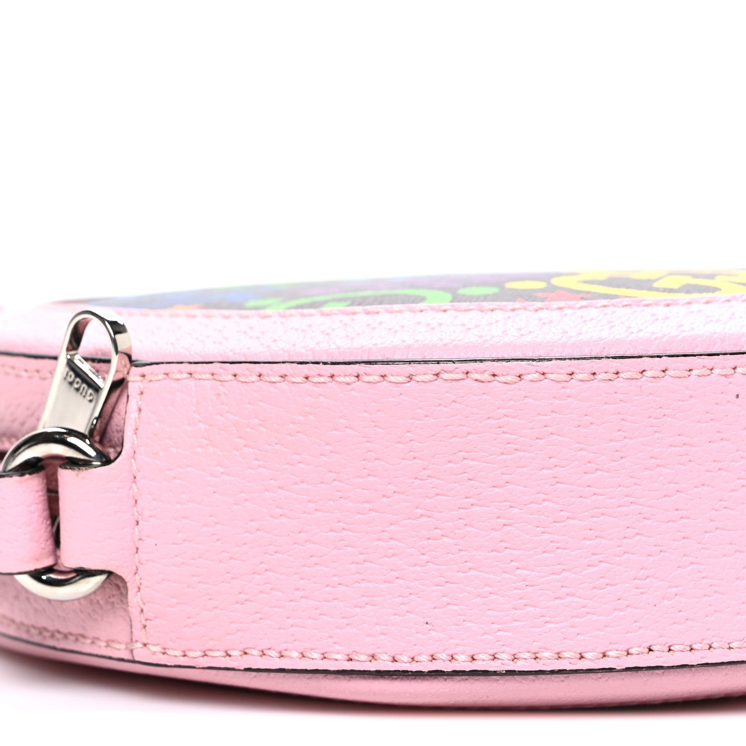 GG Supreme Monogram Psychedelic Round Shoulder Bag Black Multicolor Sugar Pink