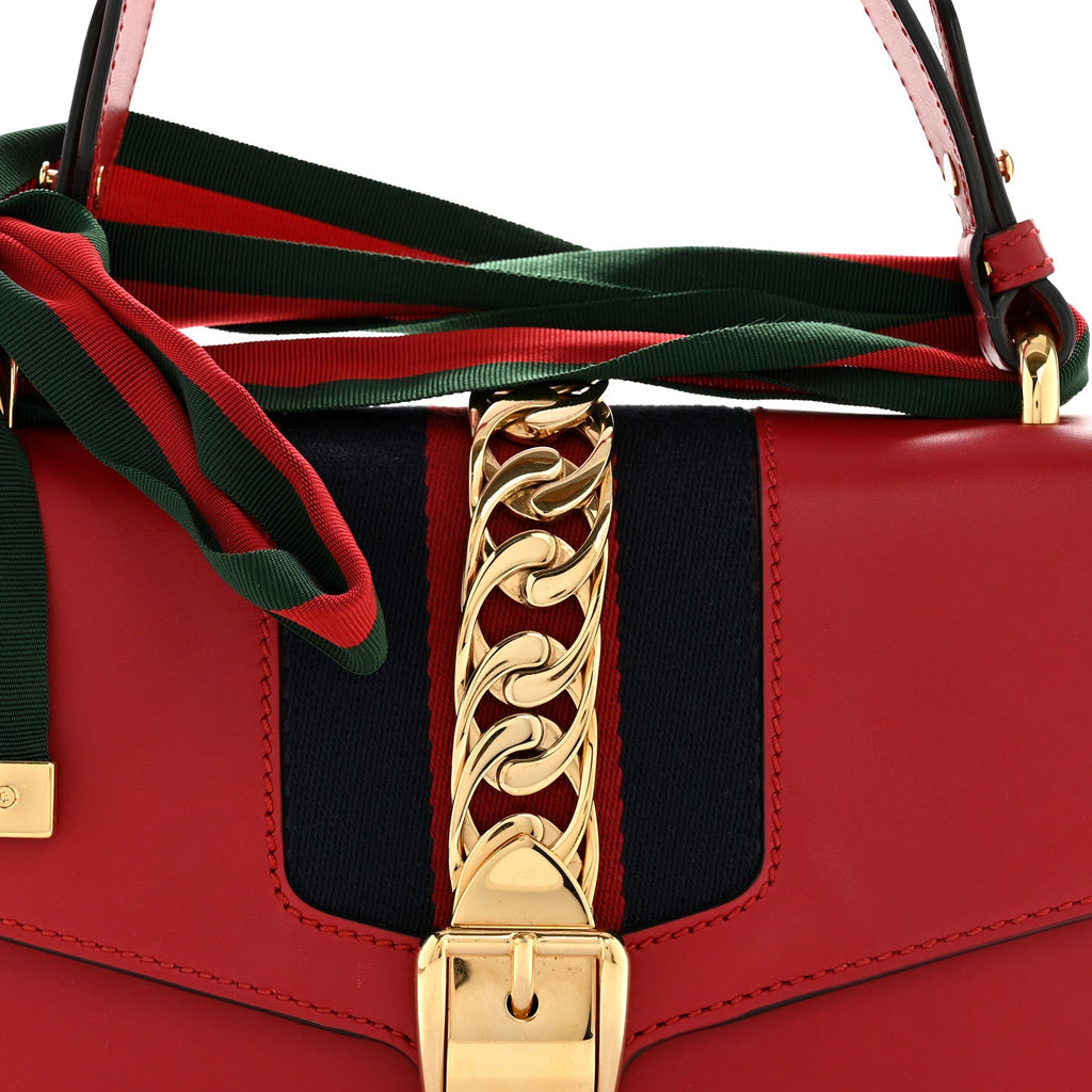 Calfskin Small Sylvie Shoulder Bag Hibiscus Red