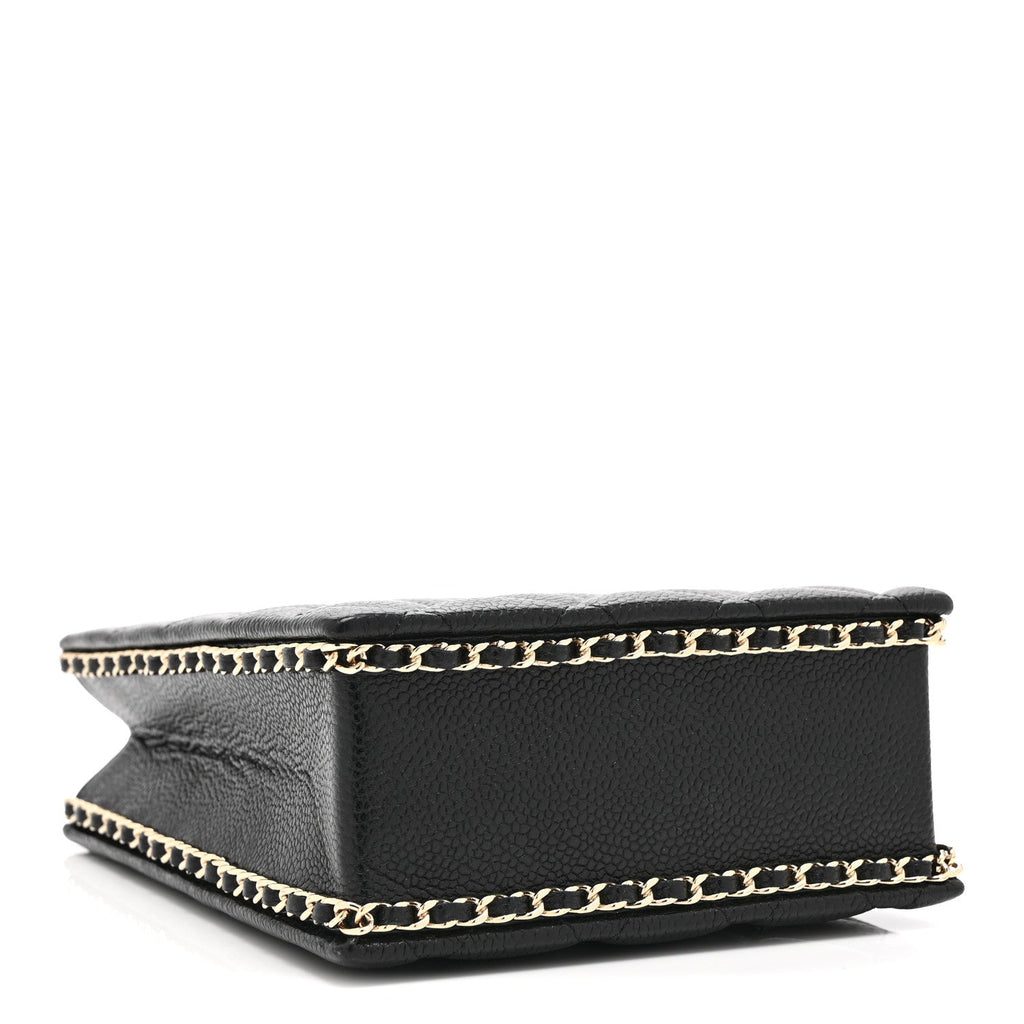 Caviar Quilted Evening Box Bag Black