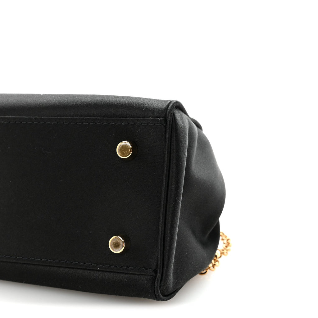 Satin Crystal Medusa 95 Plaque Bag Black