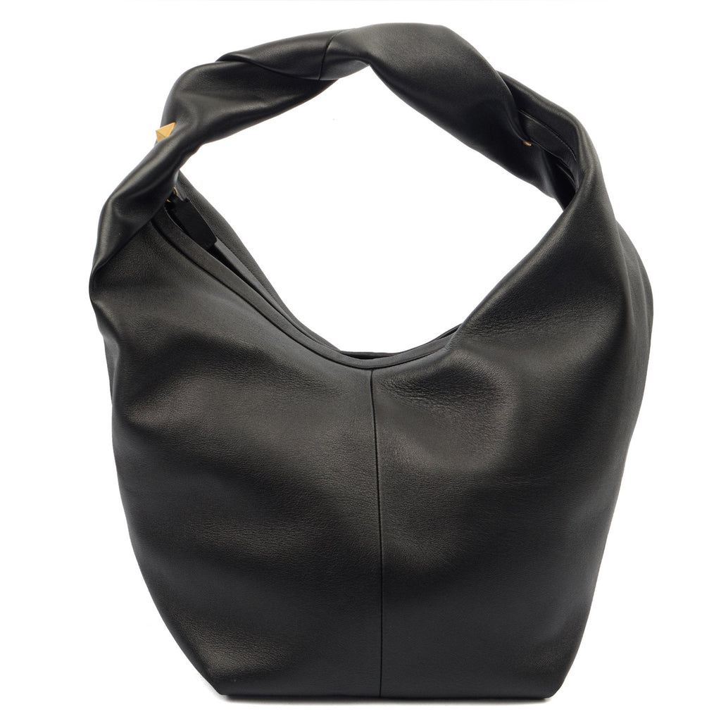 Valentino Tote Rockstud Hobo in Black, Calfskin