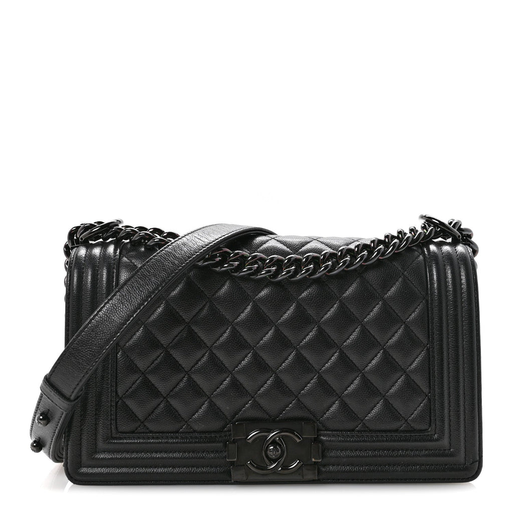 Caviar Quilted Medium Boy Flap So Black