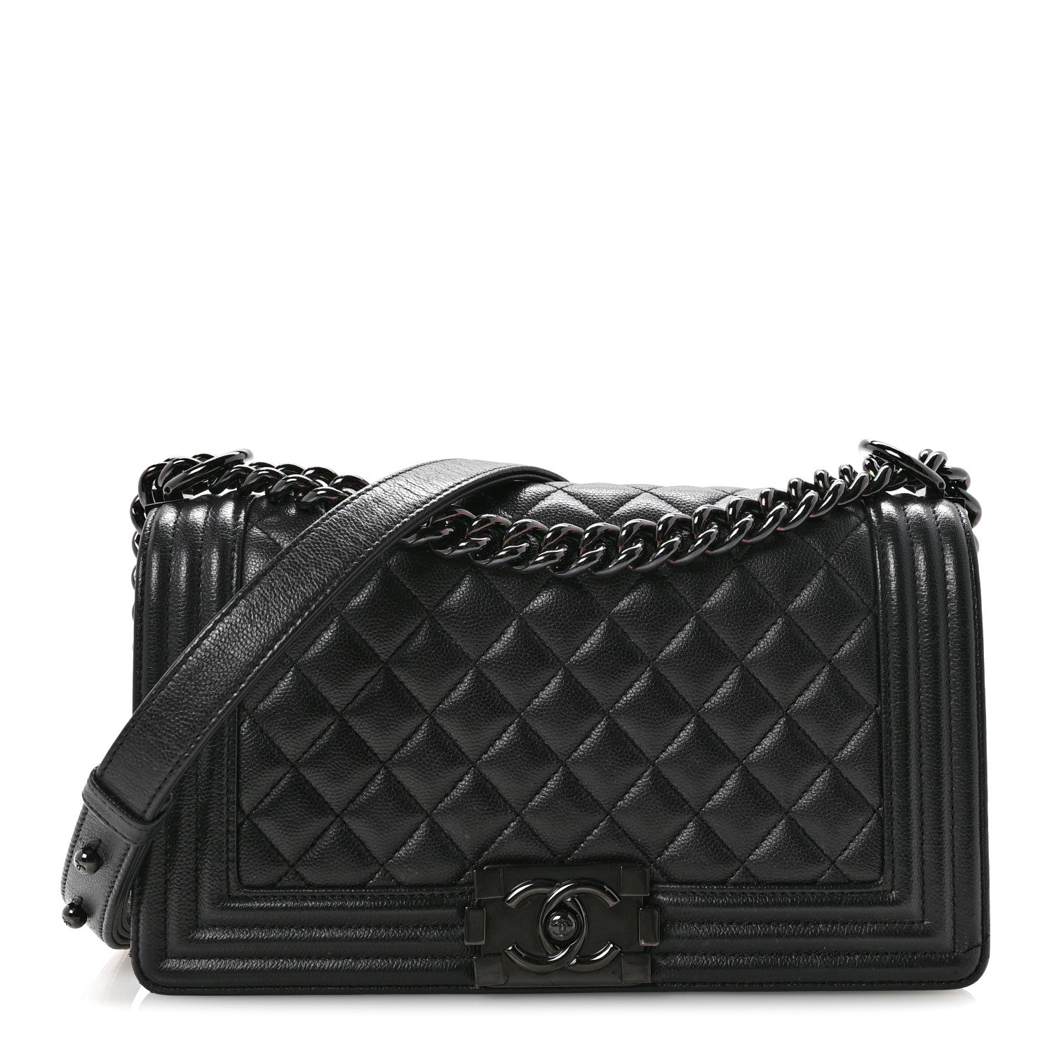 Caviar Quilted Medium Boy Flap So Black